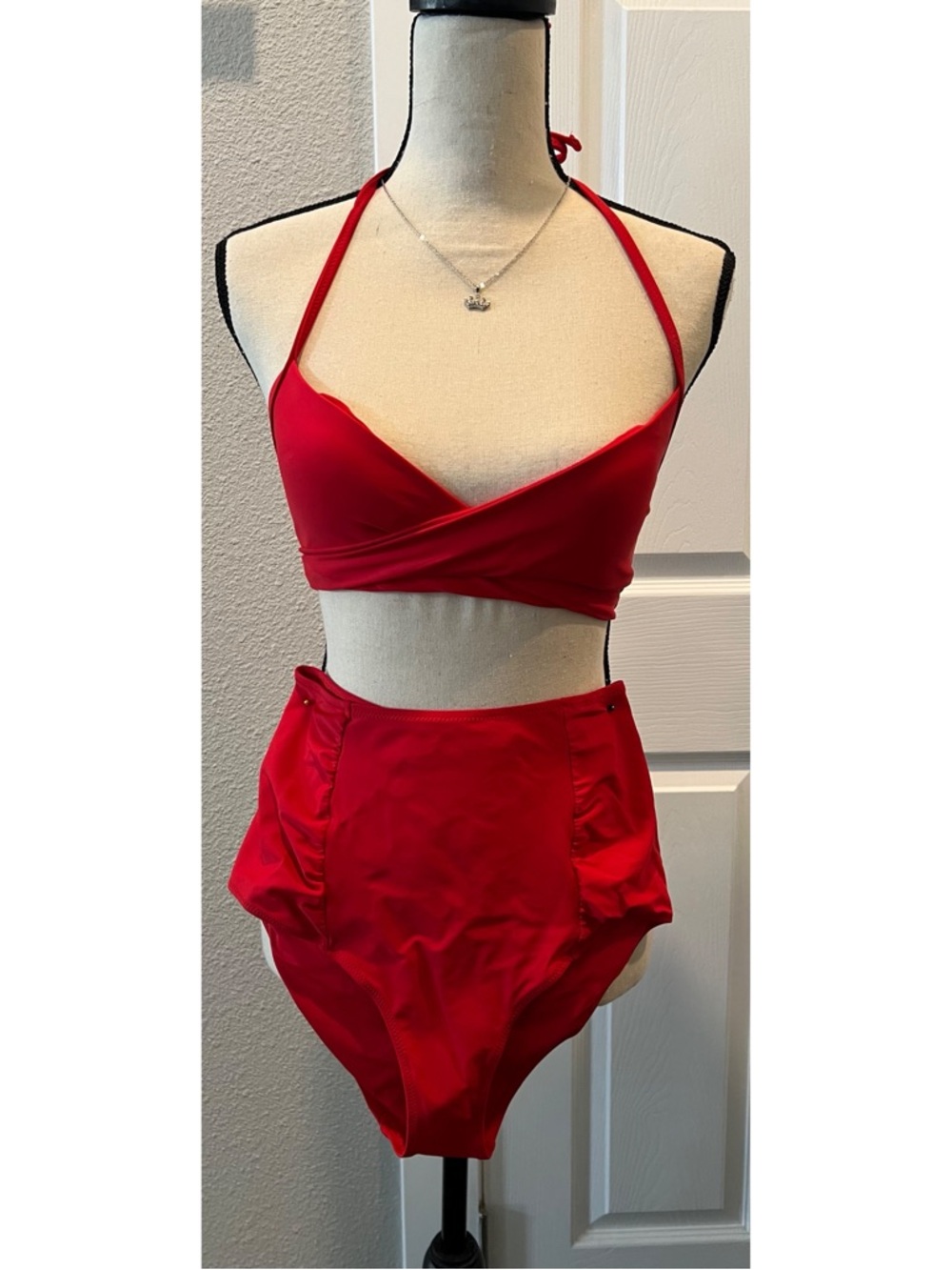 Aerie Red Two-Piece High-Waist Bikini Set